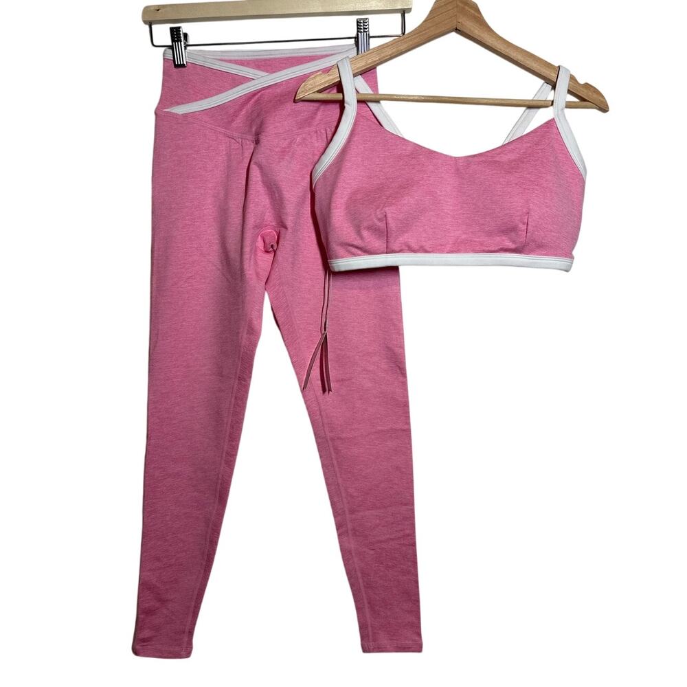Buffbunny Dream Heather Contrast Set Sports Bra & Leggings Pink Sugar Sz M / L